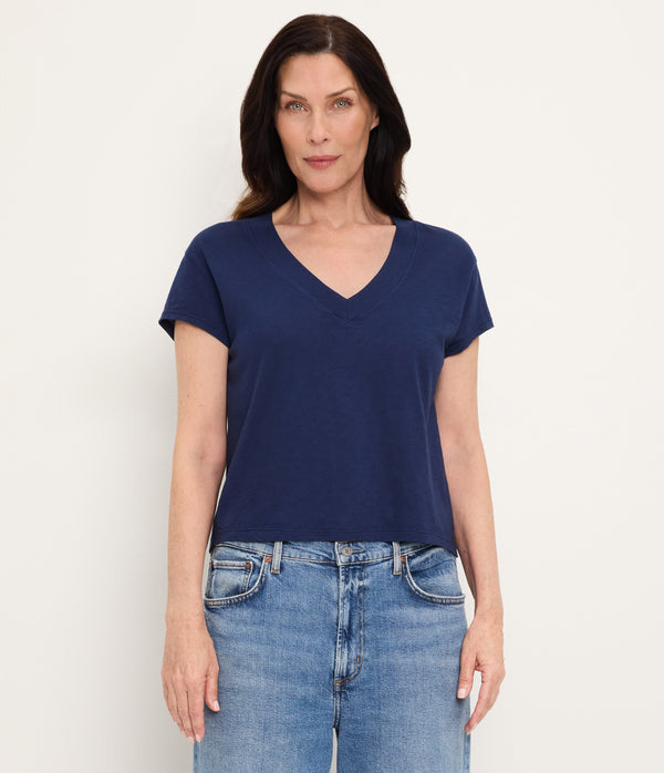 Harlan Cropped V-Neck Tee NOCTURNAL / XL