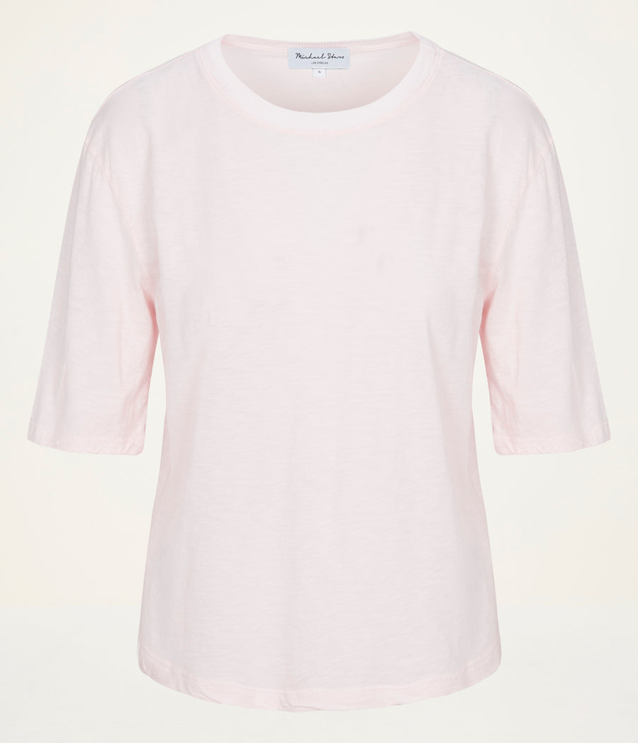 Reid Oversized Crew in BLUSH Pink Close up View #BLUSH