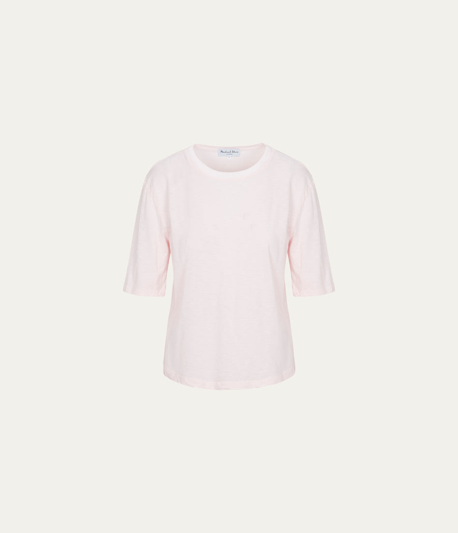 Reid Oversized Crew in BLUSH Pink Close up View #BLUSH