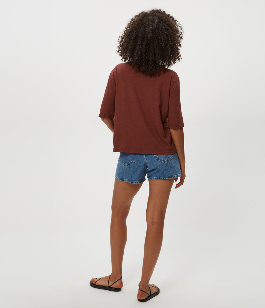 REID OVERSIZED CREW in ESPRESSO Brown Back View #ESPRESSO
