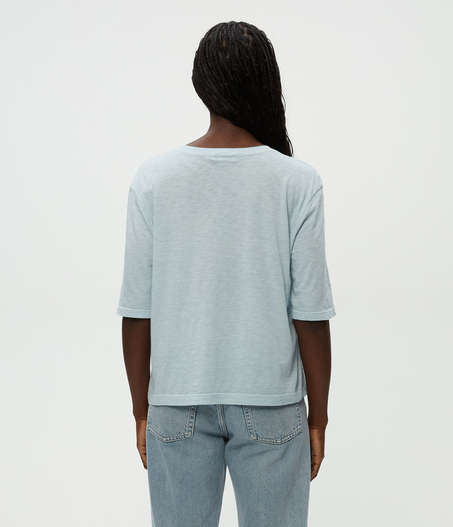 Reid Oversized Crew in Fountain Blue Back View #FOUNTAIN