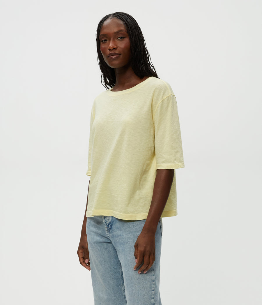 Reid Oversized Crew in Lemonade Yellow Side View #LEMONADE