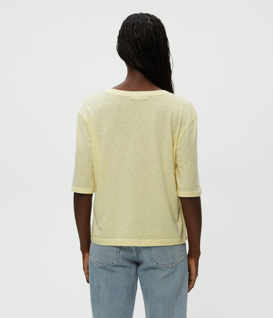 Reid Oversized Crew in Lemonade Yellow Back View #LEMONADE