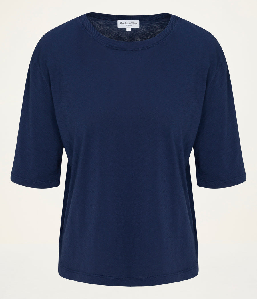 Reid Oversized Crew in Nocturnal Blue Close up View  #NOCTURNAL