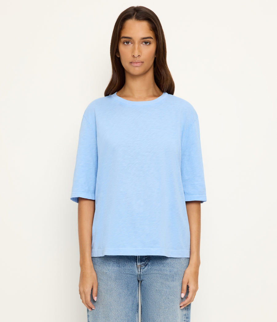 Reid Oversized Crew in SKY Blue Full Body View #SKY