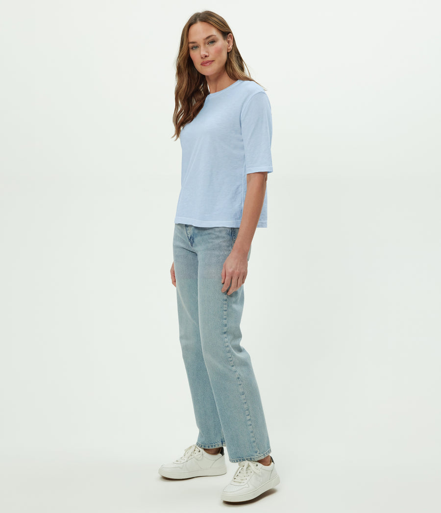 Reid Oversized Crew in SPLASH Blue Side View #SPLASH