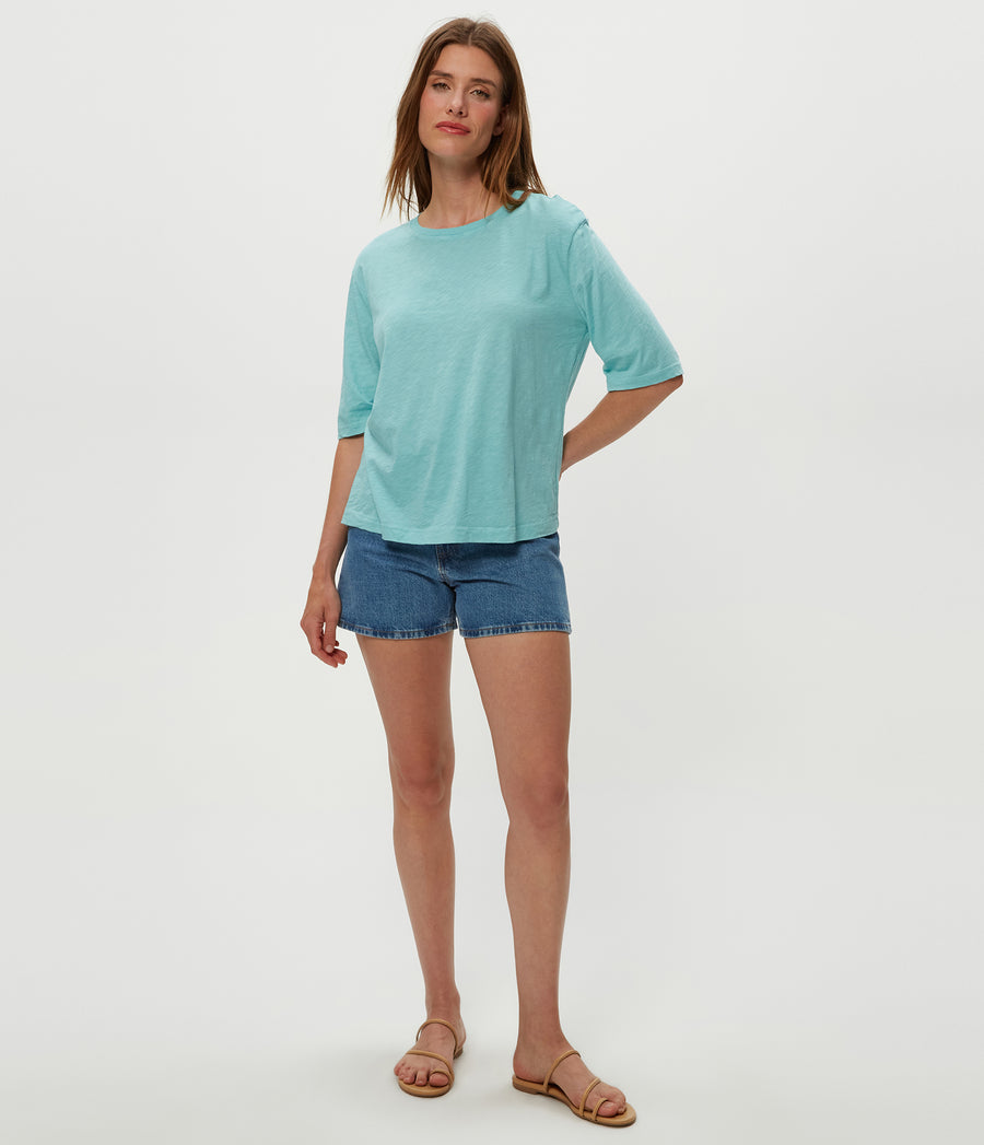 Reid Oversized Crew in  SERENE BLUE Body View #SERENE