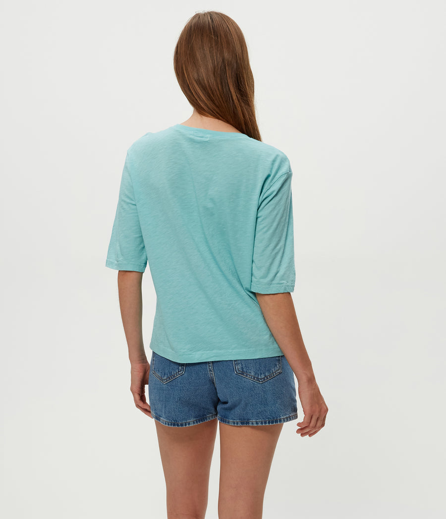Reid Oversized Crew in  SERENE BLUE Back View #SERENE