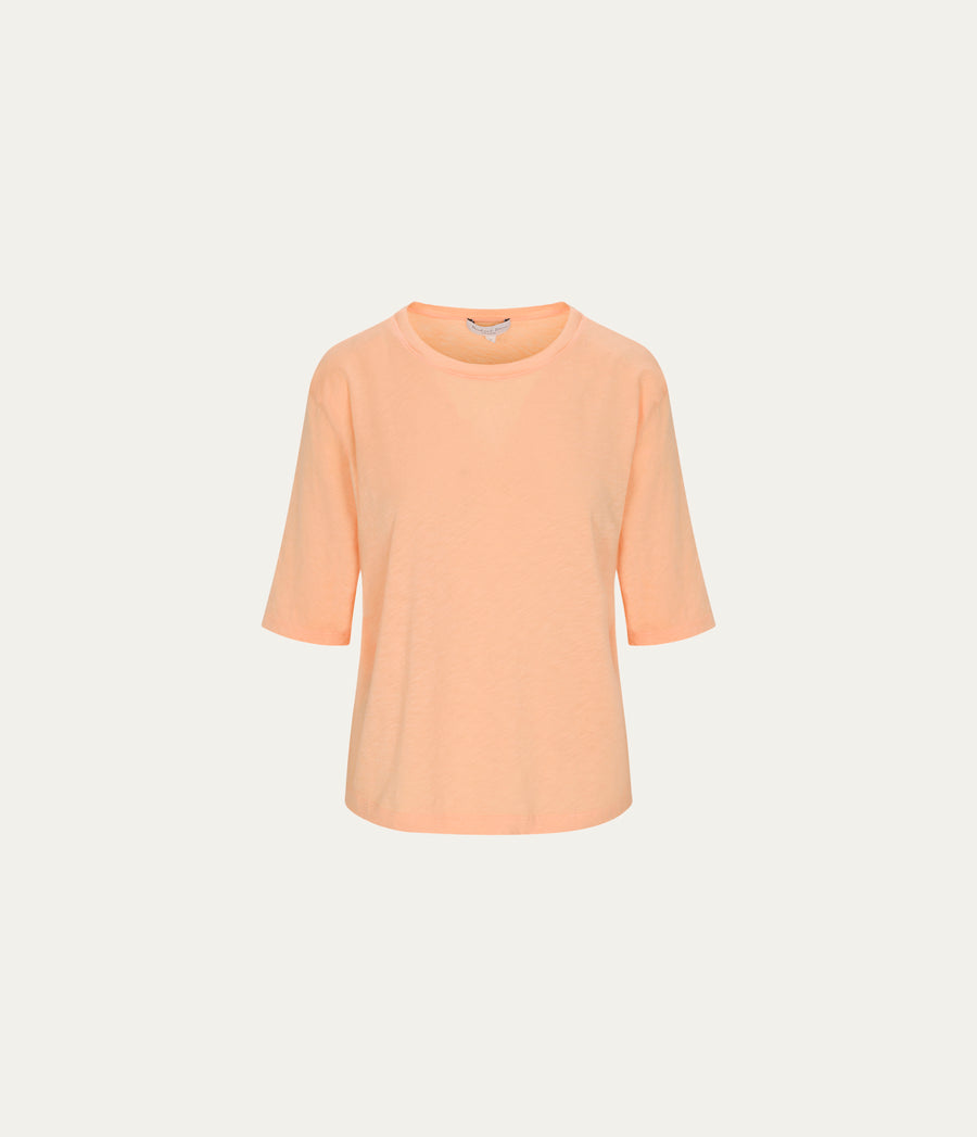 Reid Oversized Crew in Tangerine Orange Close Up View  #TANGERINE