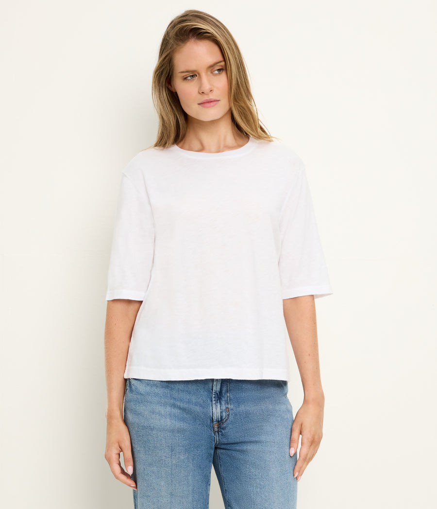 Reid Oversized Crew in White Full Body View #WHITE