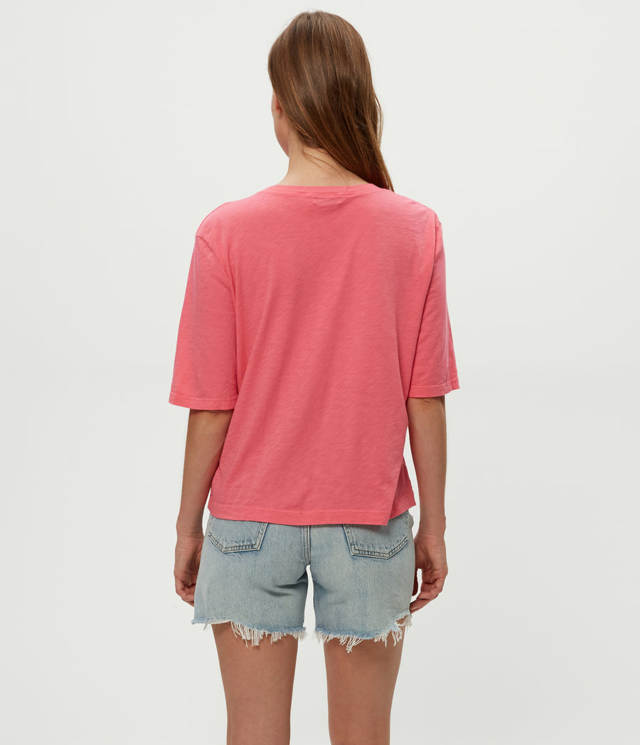 Reid Oversized Crew in ZINNIA PINK Back View #ZINNIA