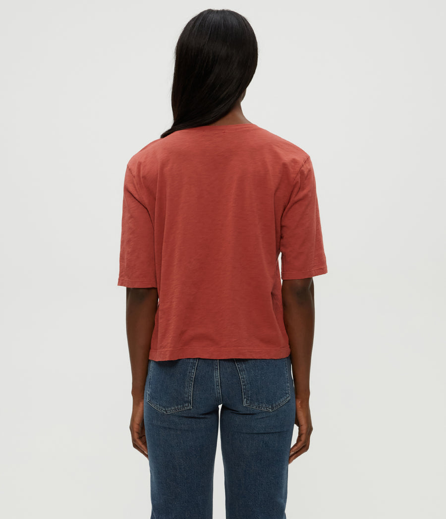 Reid Oversized Crew in MUSE ORANGE Combo Back View #MUSE