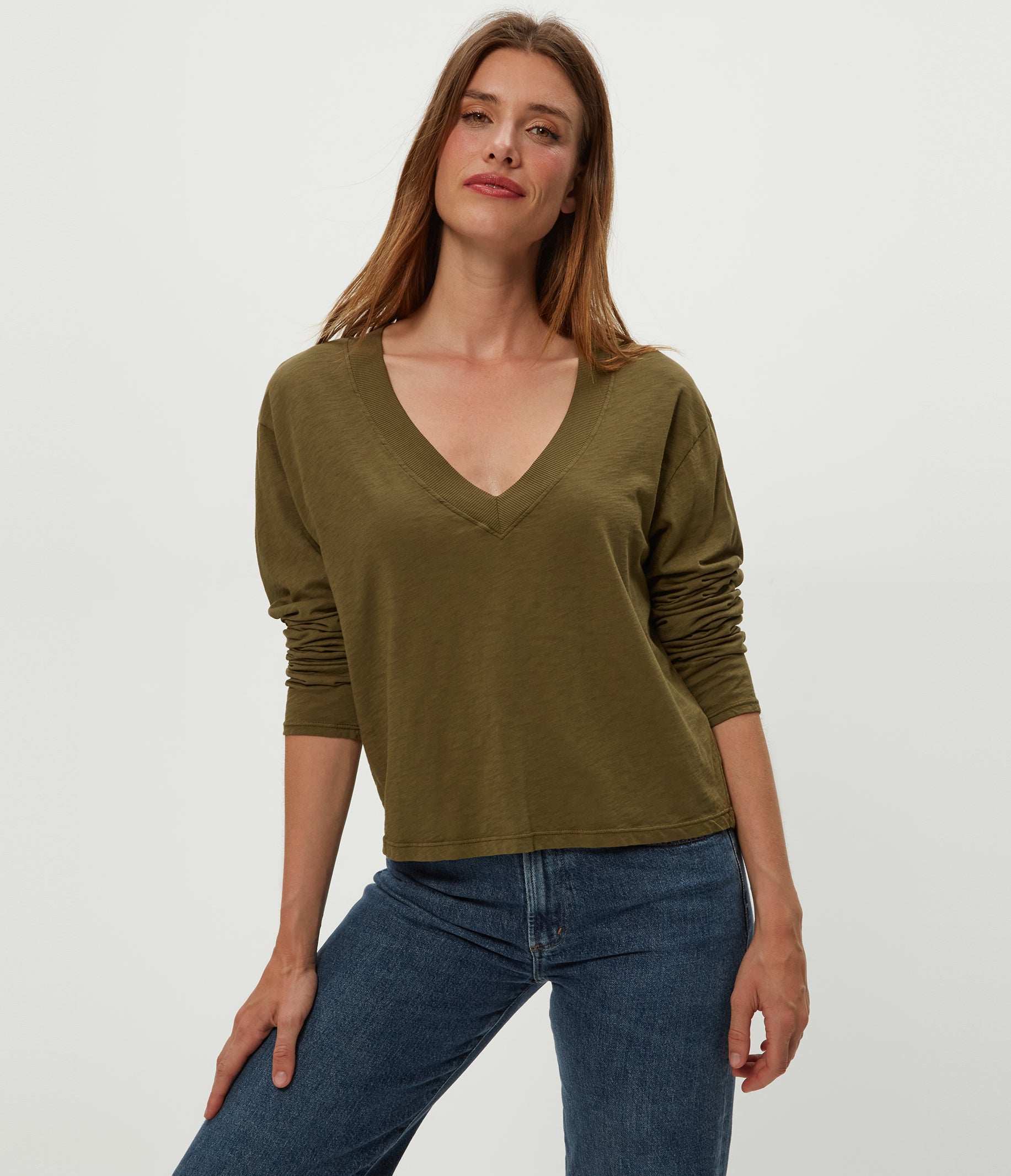 Brea Cropped V-Neck Tee