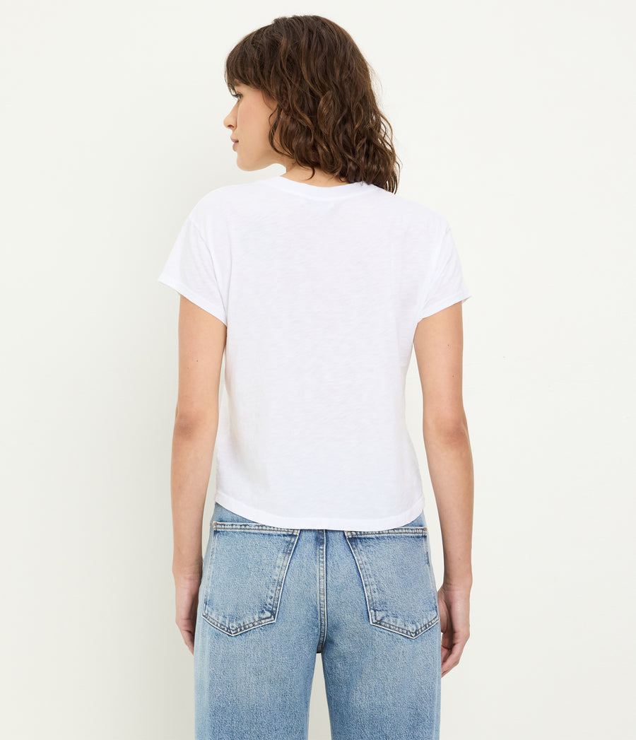 Grayson Cropped Tee in White Back View  #WHITE