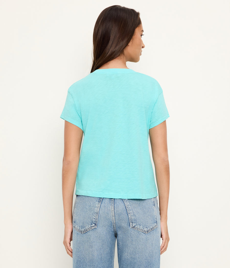 Grayson Cropped Tee in ARUBA BLUE GREEN Back View #ARUBA
