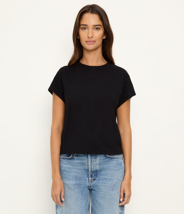 Grayson Cropped Tee in Black Full Body View #BLACK