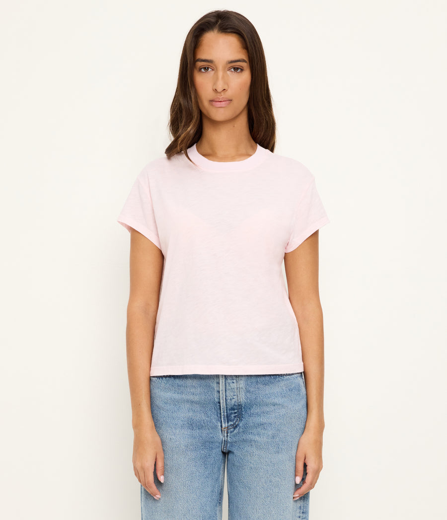 Grayson Cropped Tee in BLUSH Pink Full Body View #BLUSH