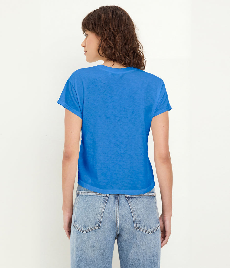 Grayson Cropped Tee in BABY BLUE Blue Back View #BLUE RIBBON
