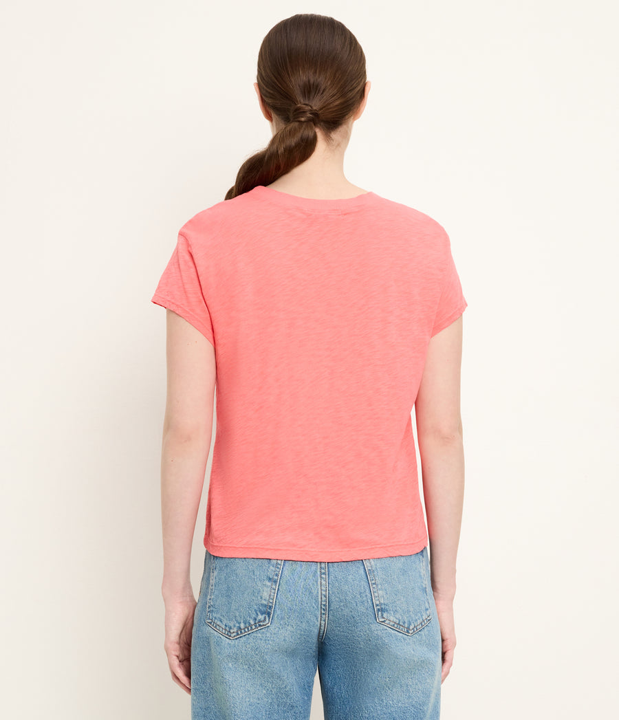 Grayson Cropped Tee in CORAL SHERBET Orange Back View #CORAL SHERBET
