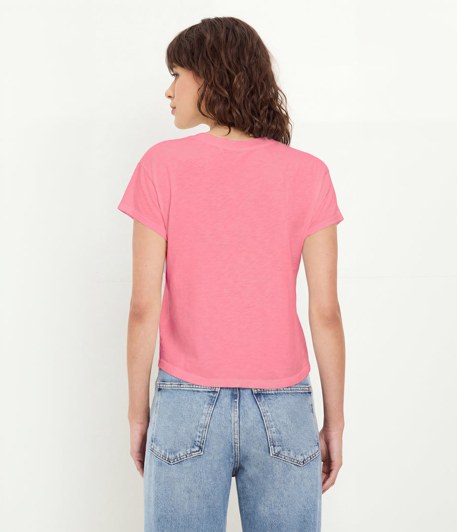 Grayson Cropped Tee in DRAGONFRUIT Pink Back View #DRAGONFRUIT