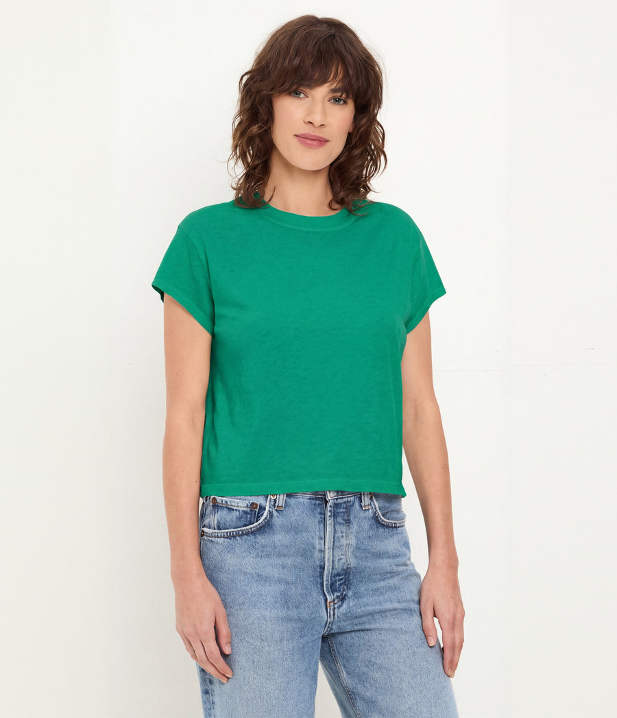 Grayson Cropped Tee in MALDIVES Green Side View #MALDIVES