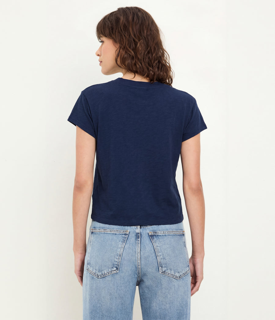 Grayson Cropped Tee in Nocturnal Blue Back View  #NOCTURNAL
