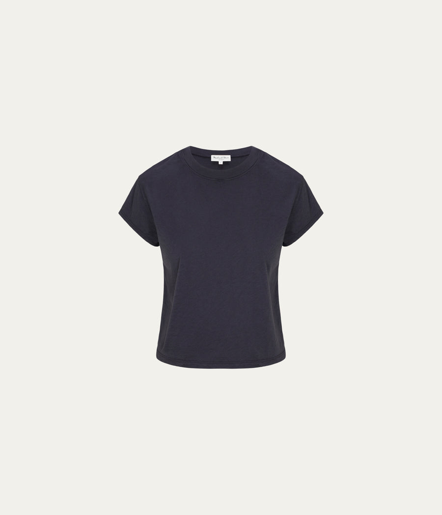 Grayson Cropped Tee in Oxide Grey  Close up View #OXIDE