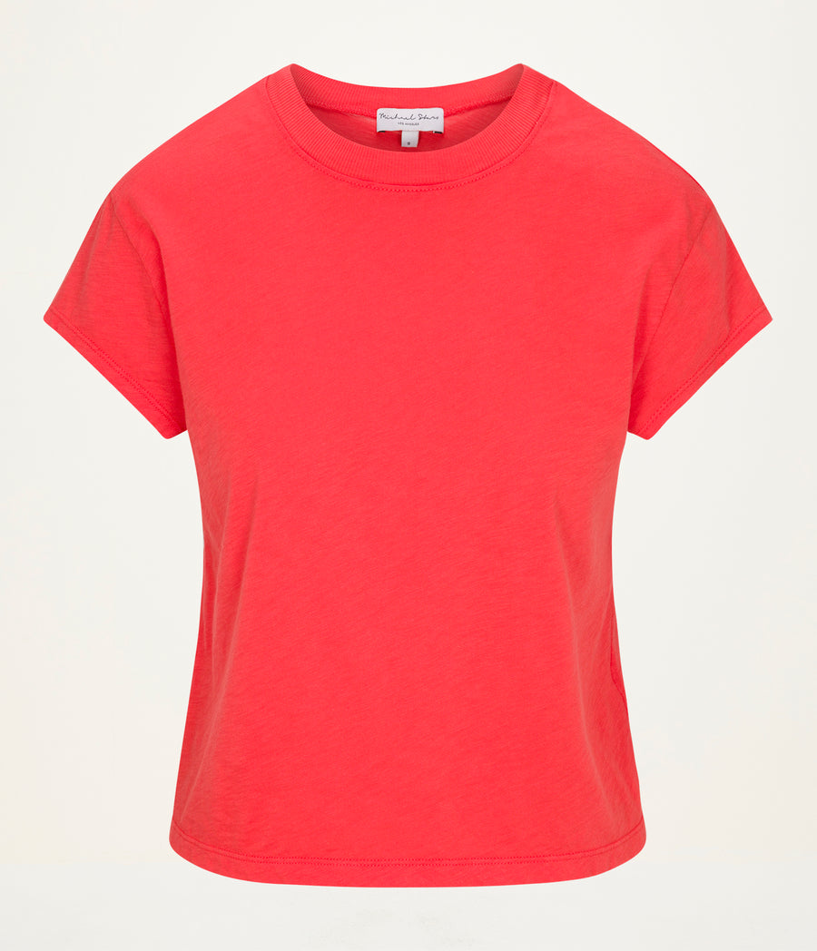 Grayson Cropped Tee in SAMBA RED Close up View #SAMBA