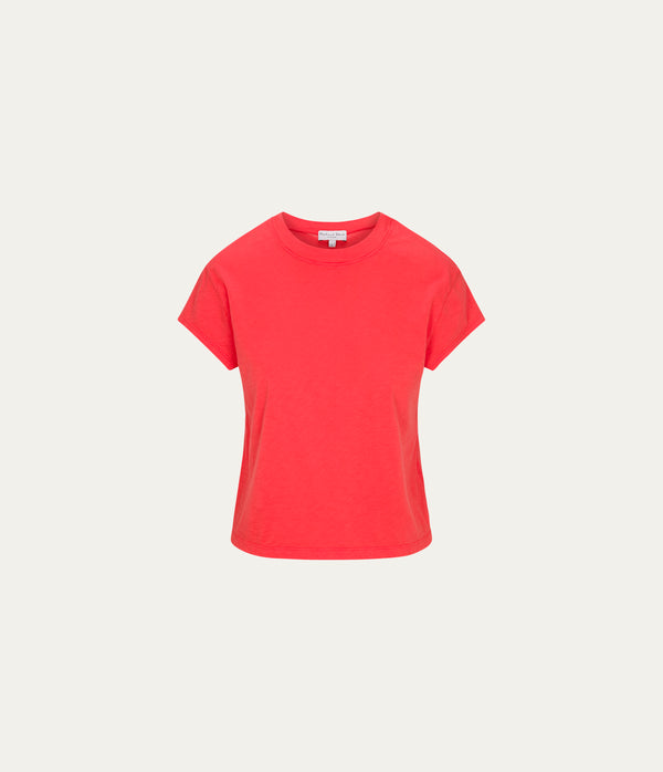 Grayson Cropped Tee in SAMBA RED Close up View #SAMBA