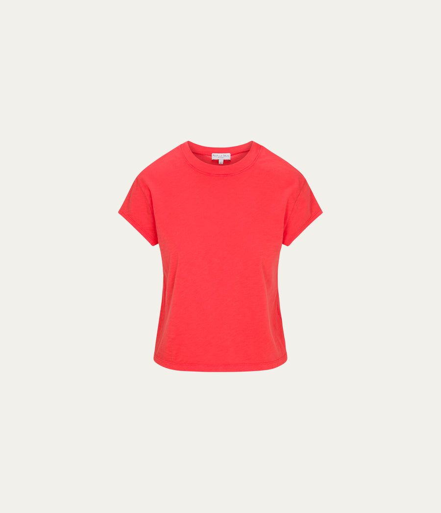 Grayson Cropped Tee in SAMBA RED Close up View #SAMBA