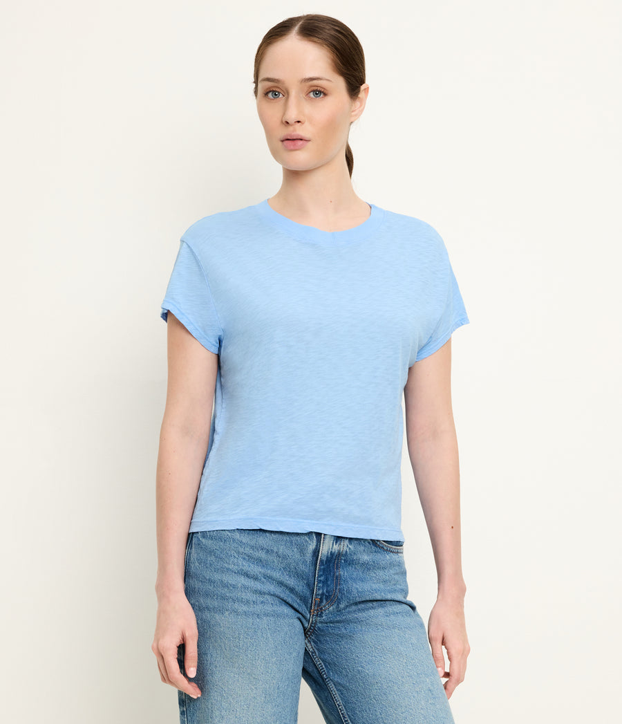 Grayson Cropped Tee in SKY Blue Full Body View #SKY