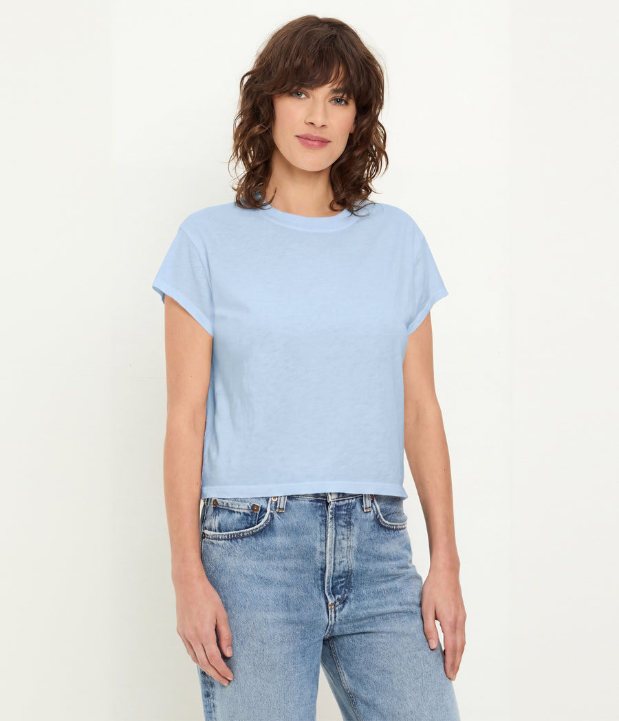 Grayson Cropped Tee in SPLASH Blue Side View #SPLASH
