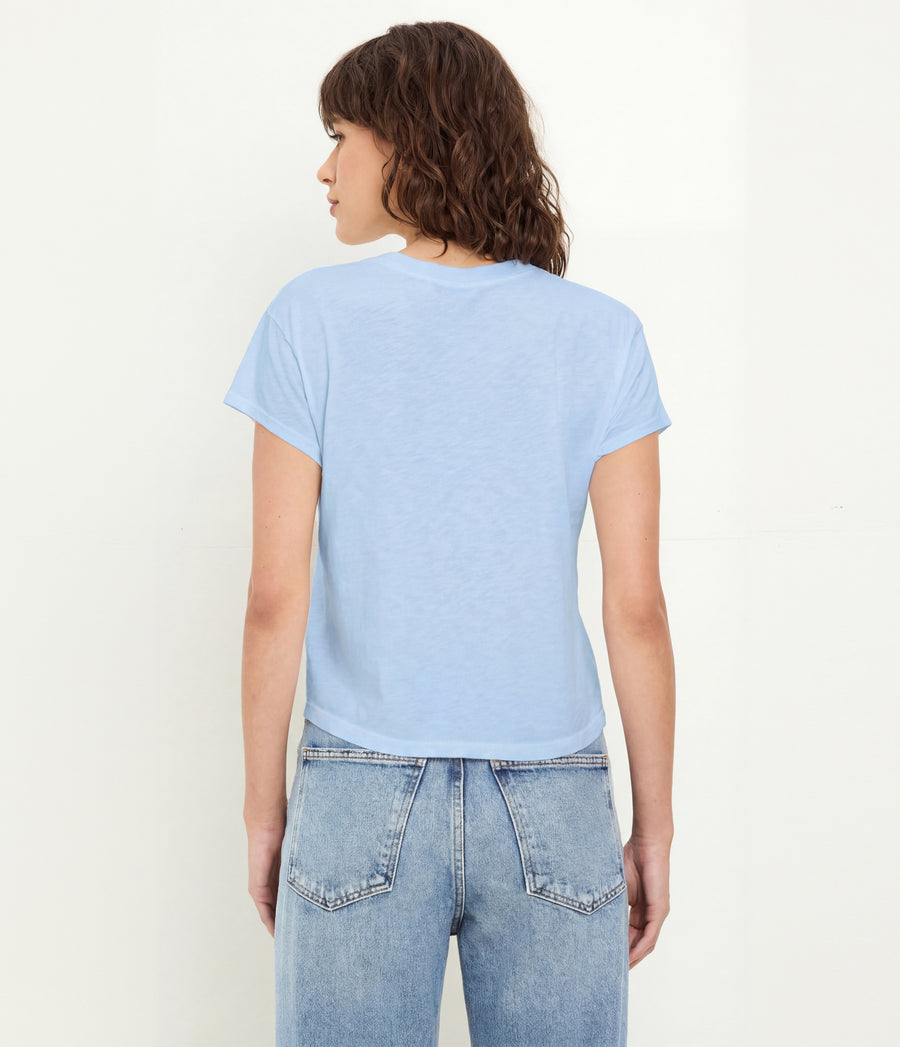 Grayson Cropped Tee in SPLASH Blue  Back View #SPLASH