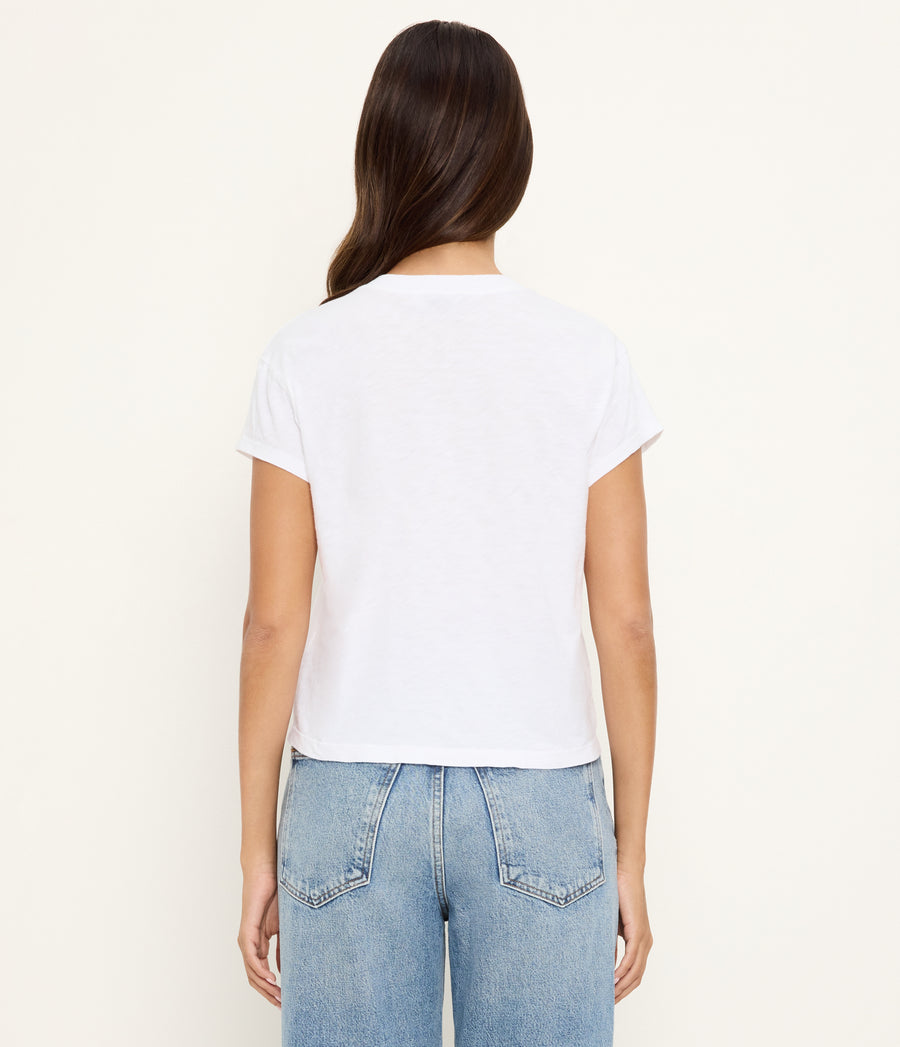 Grayson Cropped Tee in White Back View  #WHITE