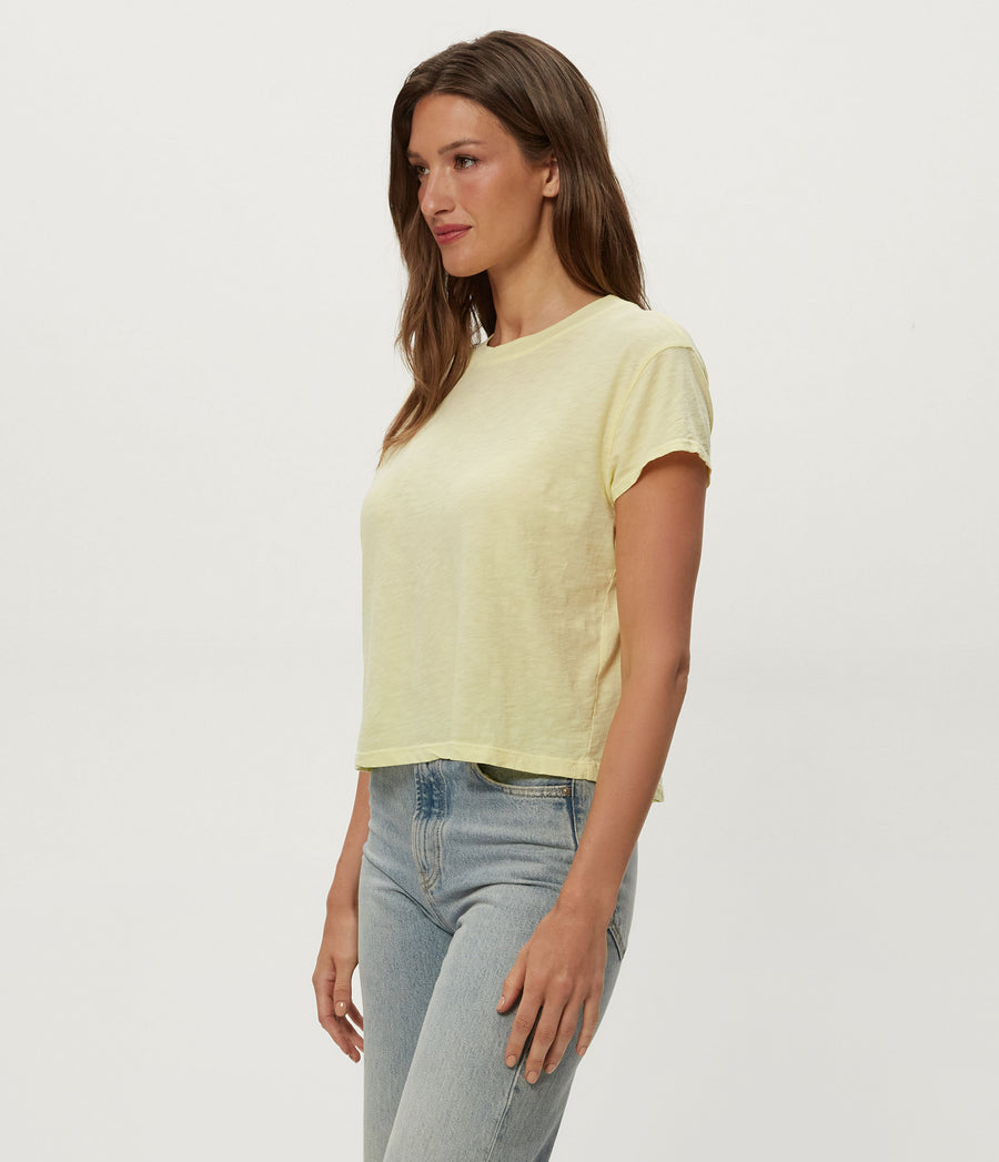 Grayson Cropped Tee in BUTTERCUP Yellow Side View #BUTTERCUP