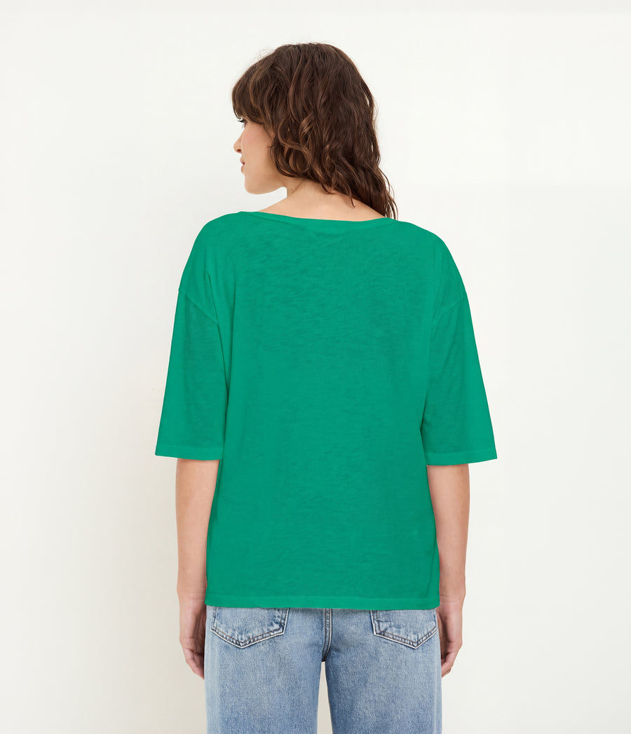 Liam V-Neck Tee in MALDIVES Green Back View #MALDIVES