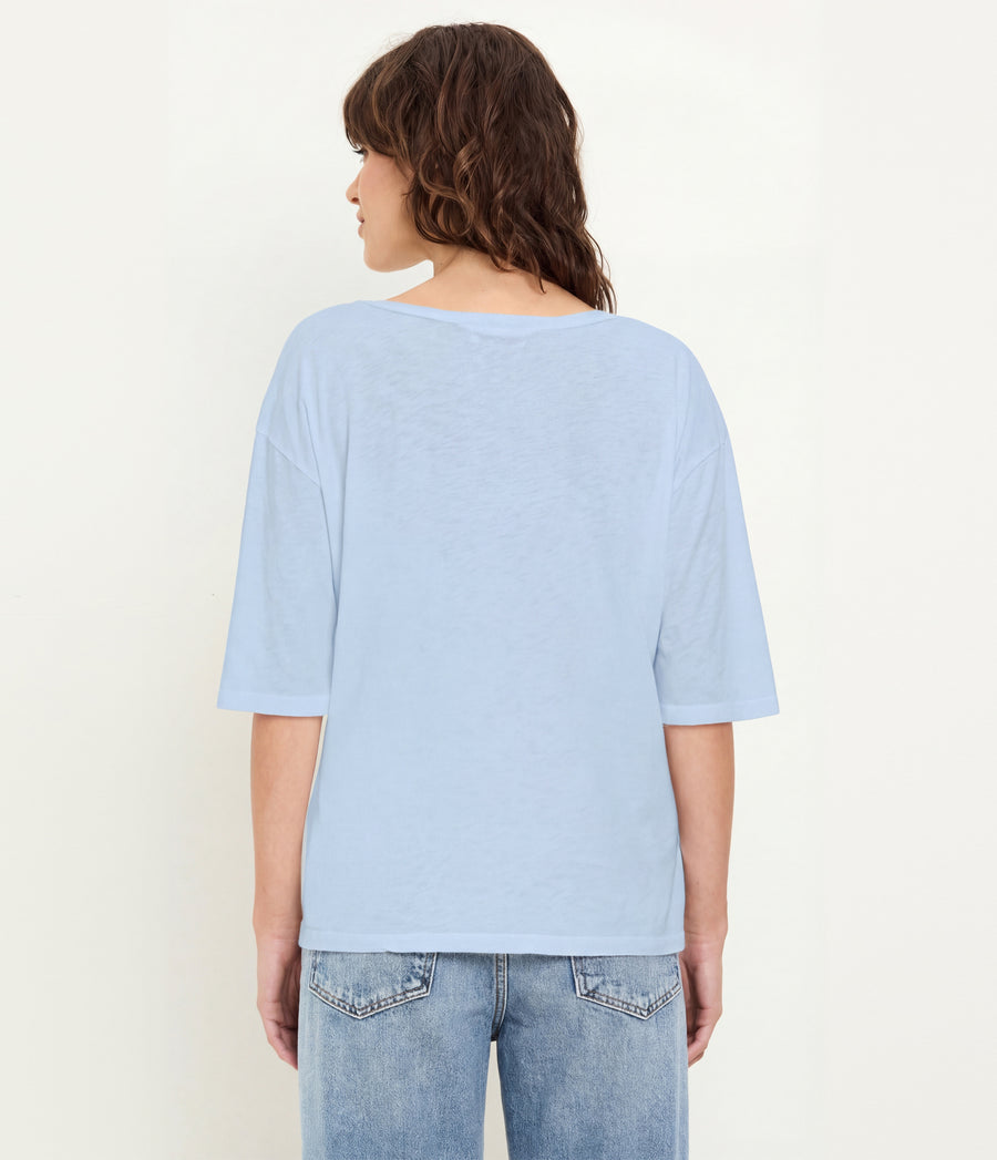 Liam V-Neck Tee in SPLASH Blue  Back View #SPLASH
