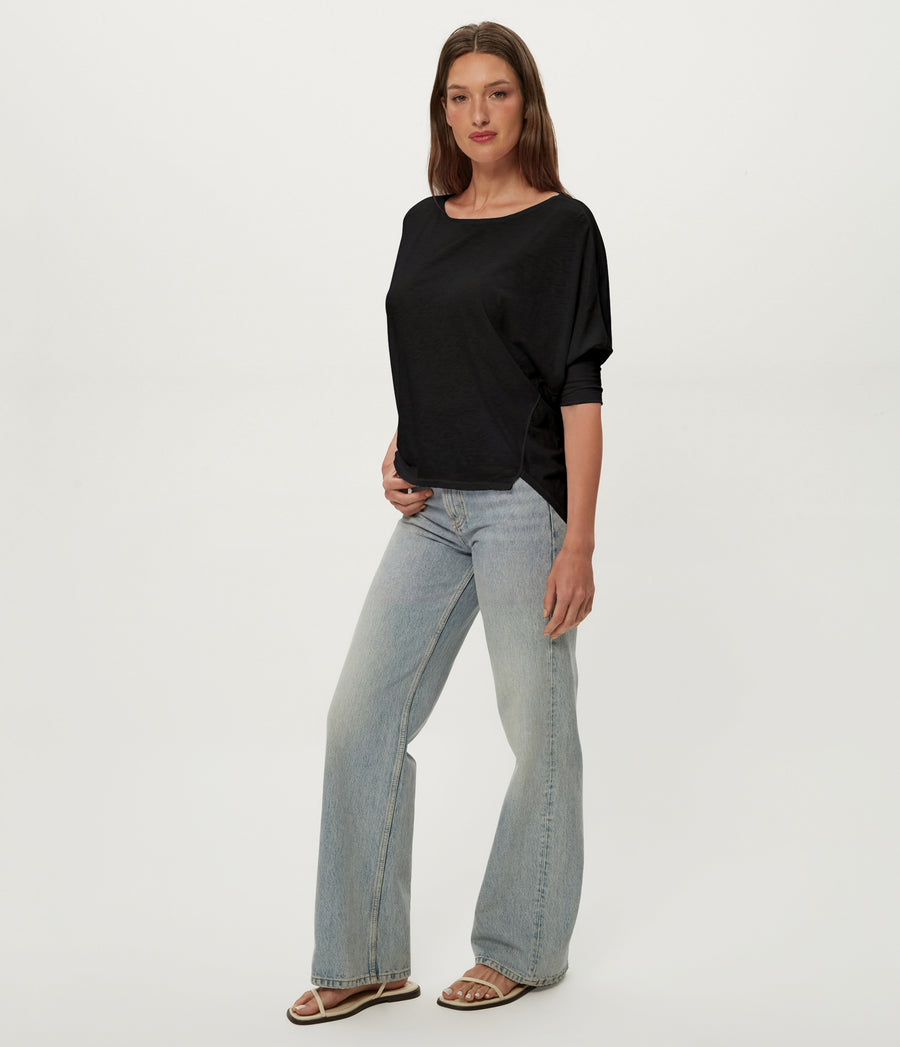 Selma Dolman Tee in Black Side View #BLACK
