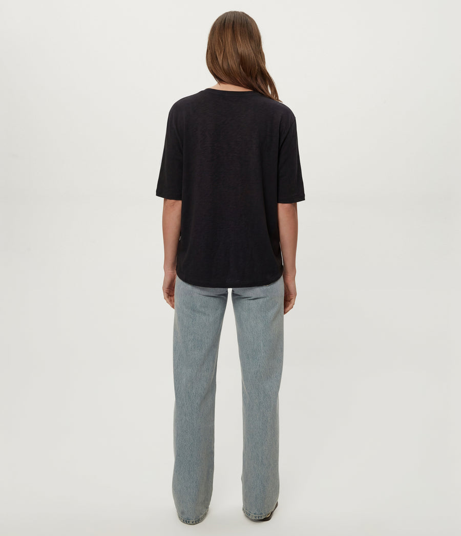 Selma Dolman Tee in Black Back View  #BLACK