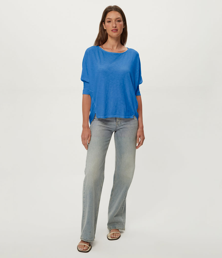 Selma Dolman Tee in BABY BLUE Blue Full Body View  #BLUE RIBBON