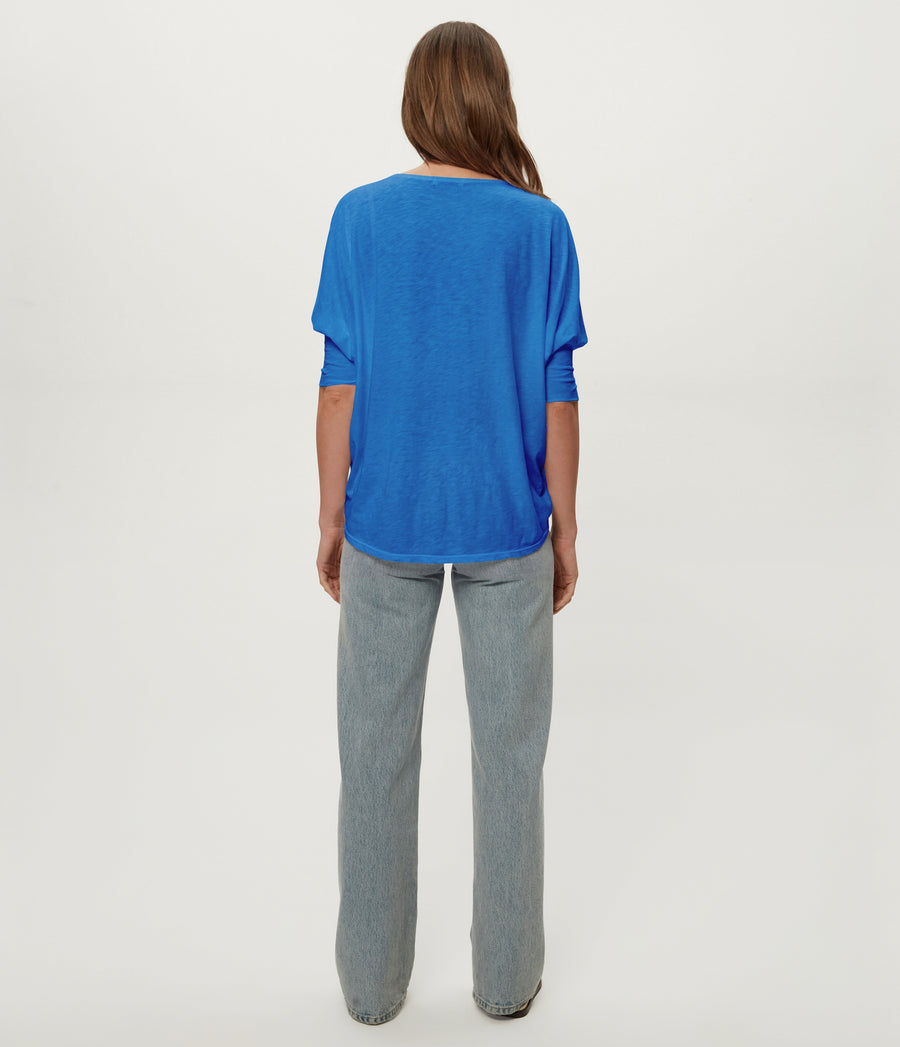 Selma Dolman Tee in BABY BLUE Blue Back View #BLUE RIBBON