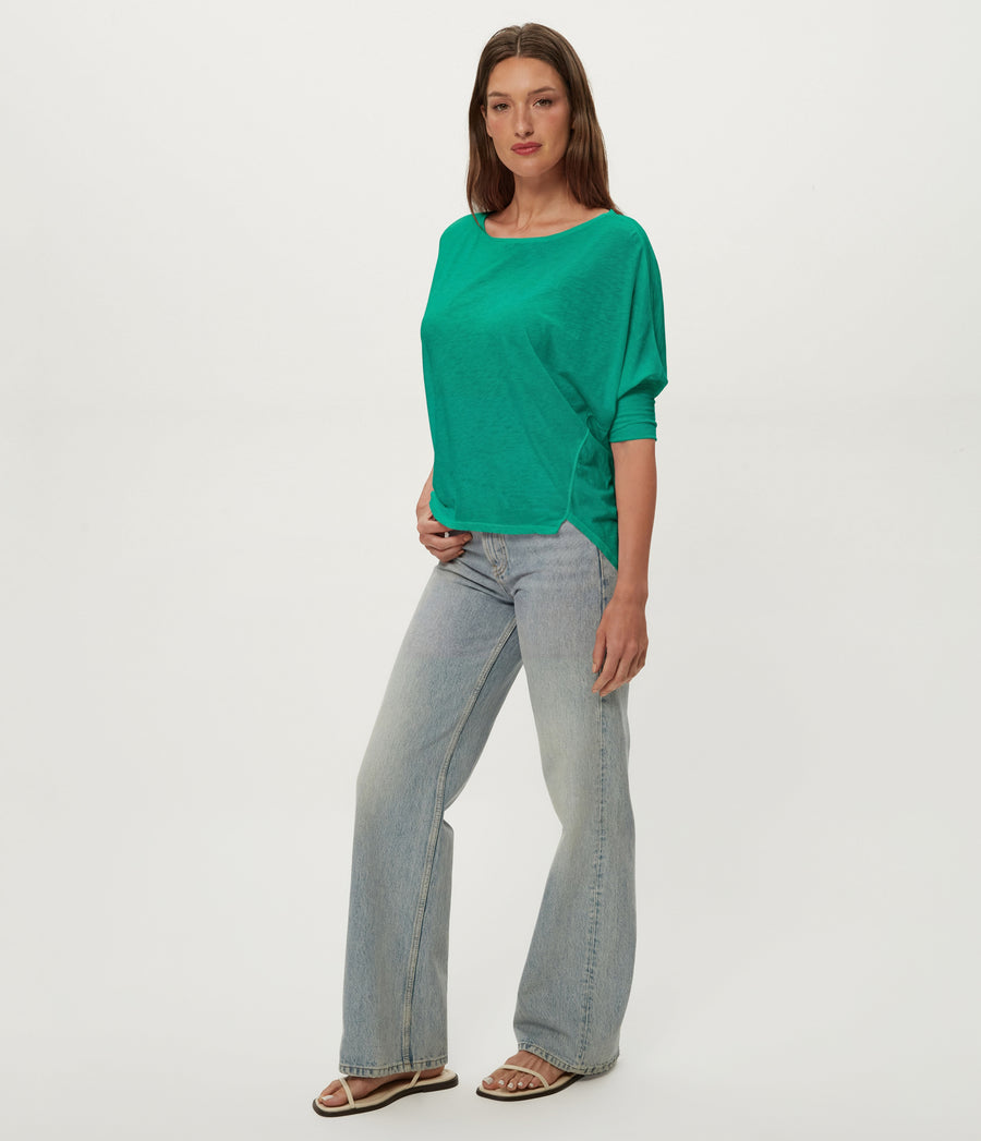 Selma Dolman Tee in MALDIVES Green Full Body View #MALDIVES