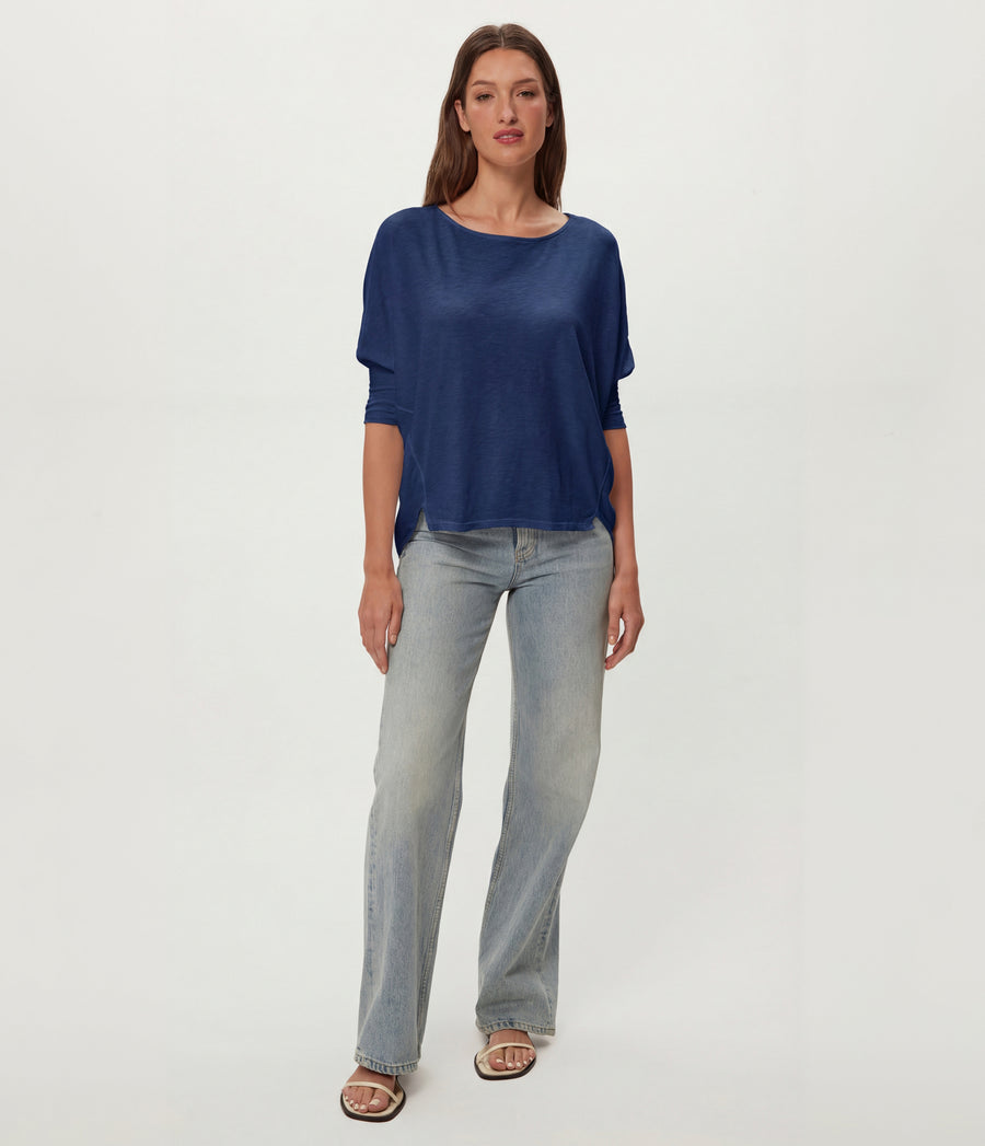 Selma Dolman Tee in Nocturnal Blue Full Body View #NOCTURNAL