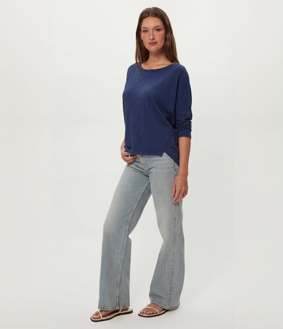 Selma Dolman Tee in Nocturnal Blue Full Body View #NOCTURNAL