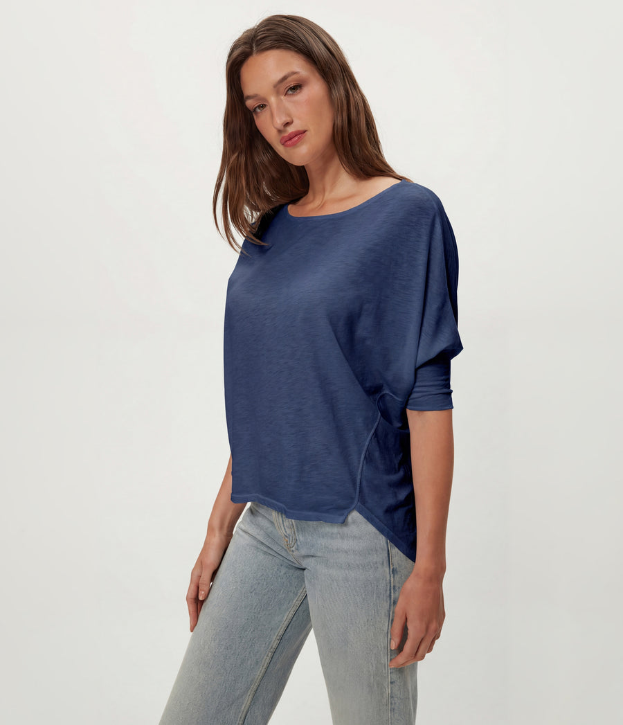 Selma Dolman Tee in Nocturnal Blue Side View #NOCTURNAL