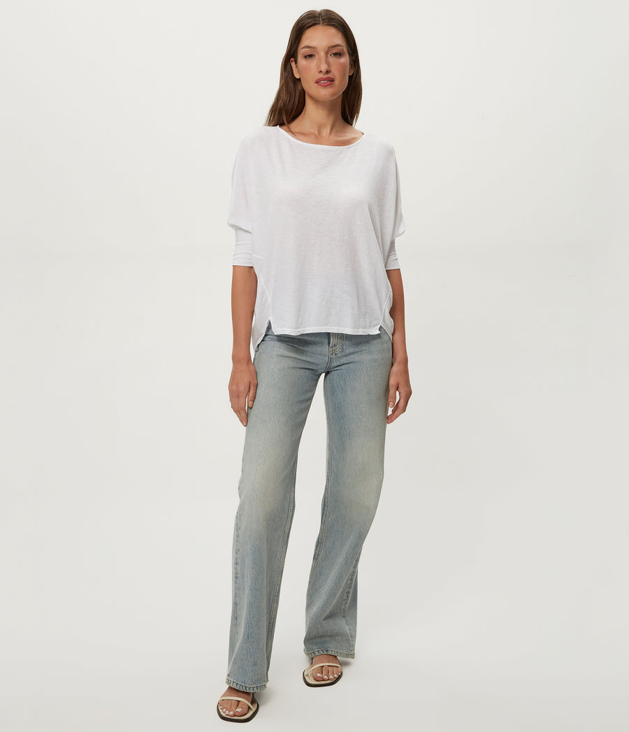 Selma Dolman Tee in White Full Body View #WHITE