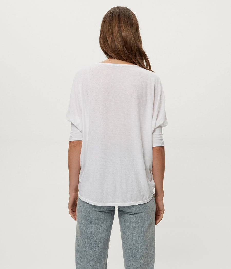 Selma Dolman Tee in White Back View  #WHITE