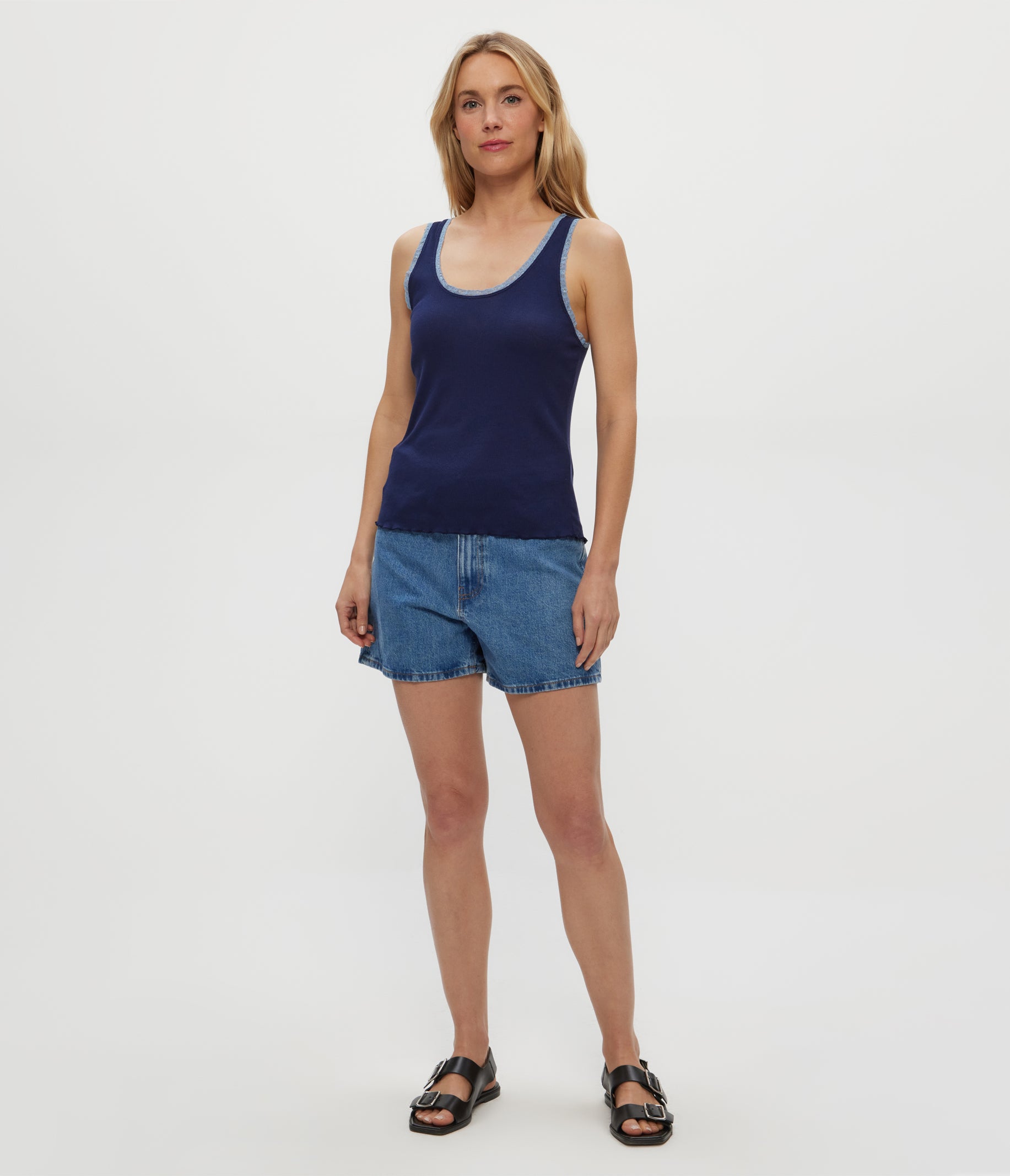 Miley Supima Rib Lace Tank