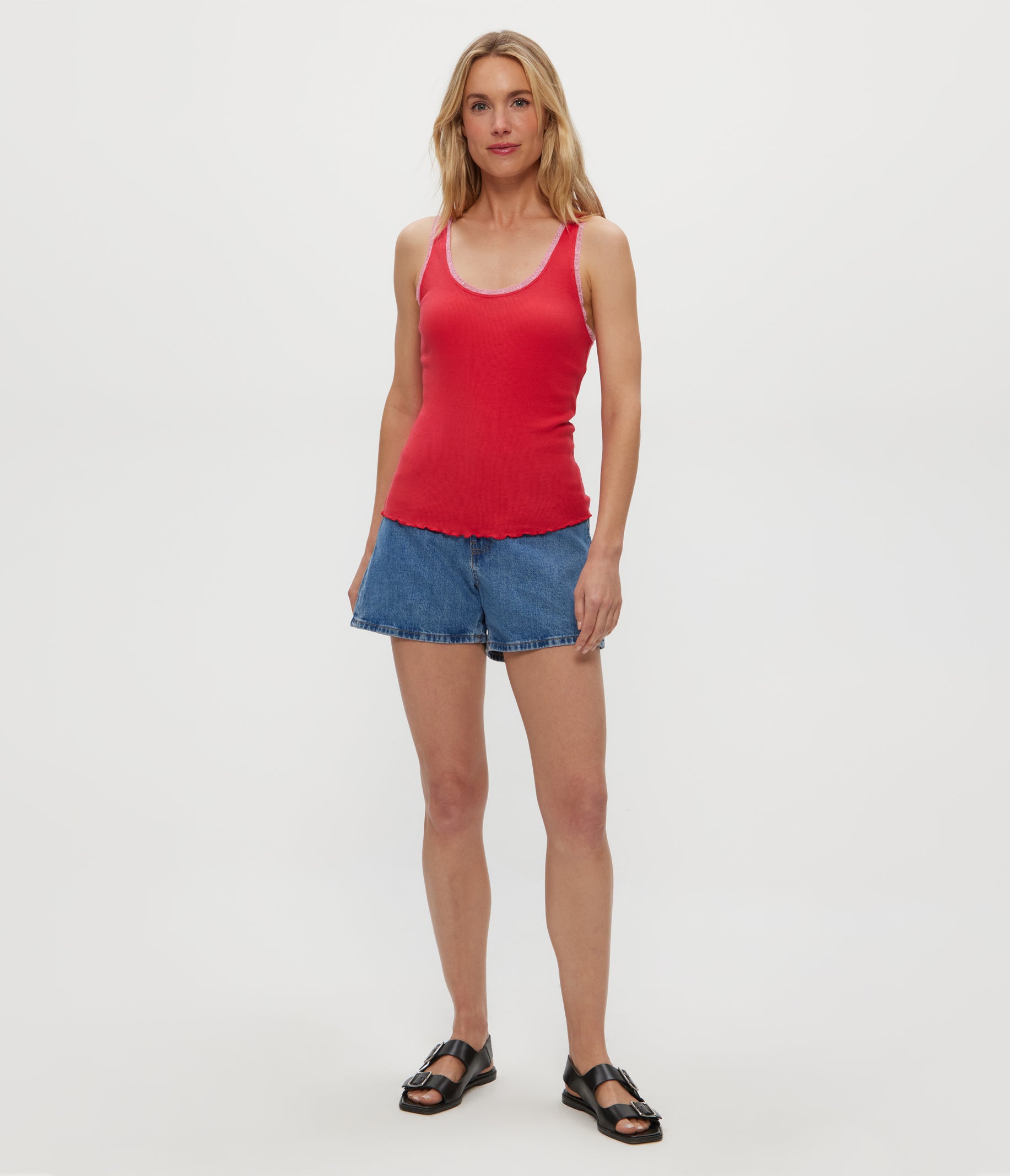 Miley Supima Rib Lace Tank