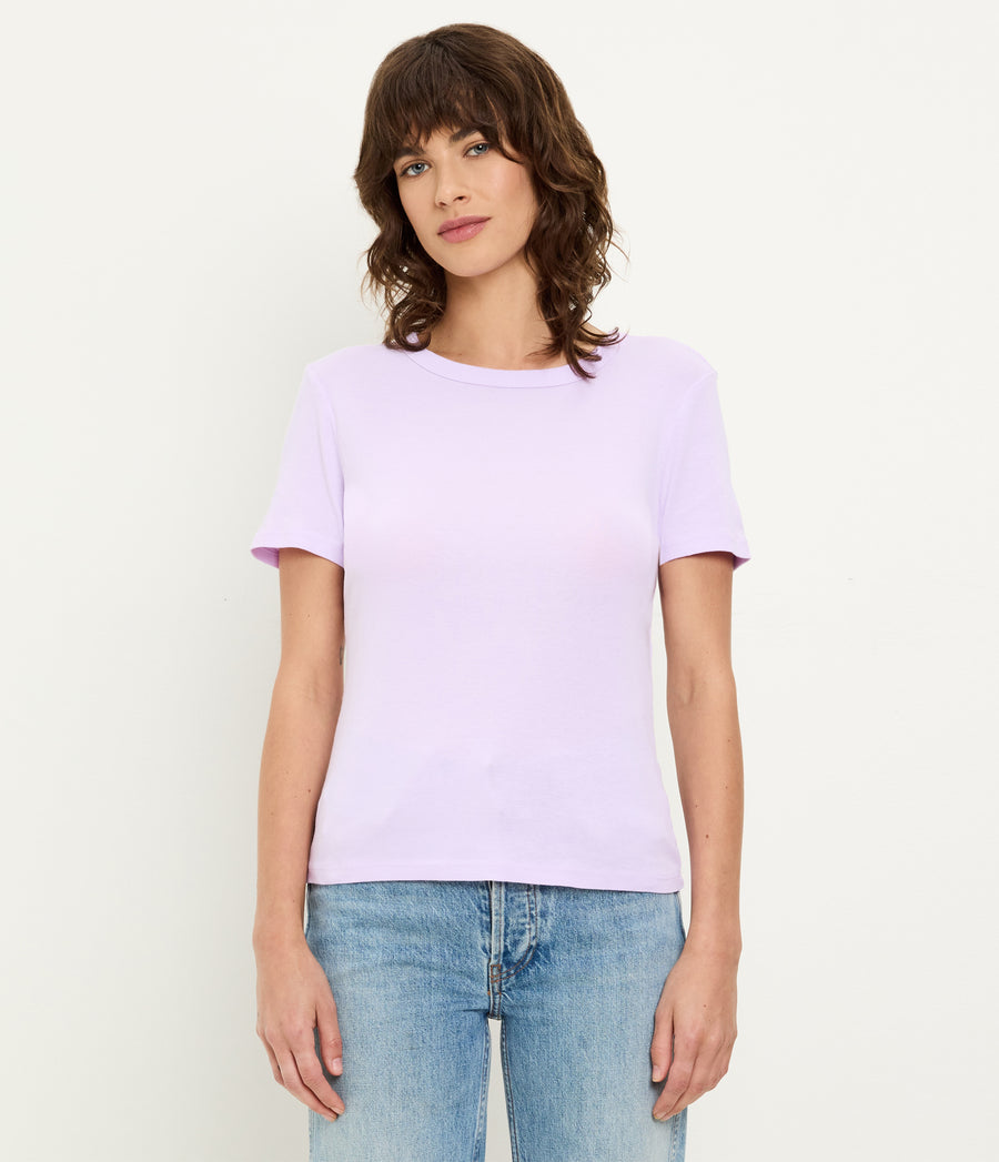 Mady Supima Tee in WHIMSY PURPLE Full Body View #WHIMSY